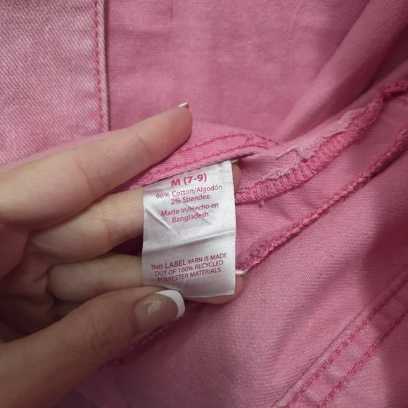 No Boundaries Cropped Raw-edge Pink Acid Wash Button Front Denim Jacket size M - Picture 12 of 14